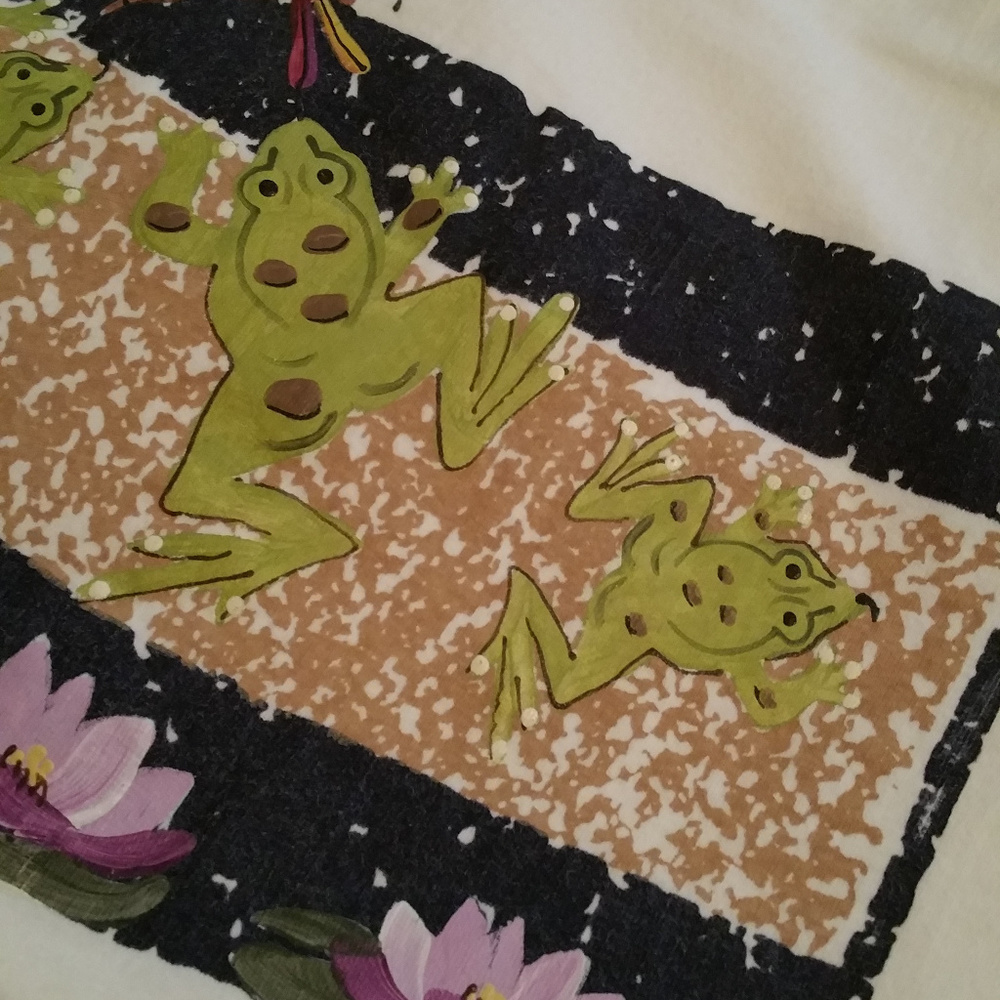 Handpainted Frog Tee Shirt Short Sleeve Size L - Picture 3 of 4